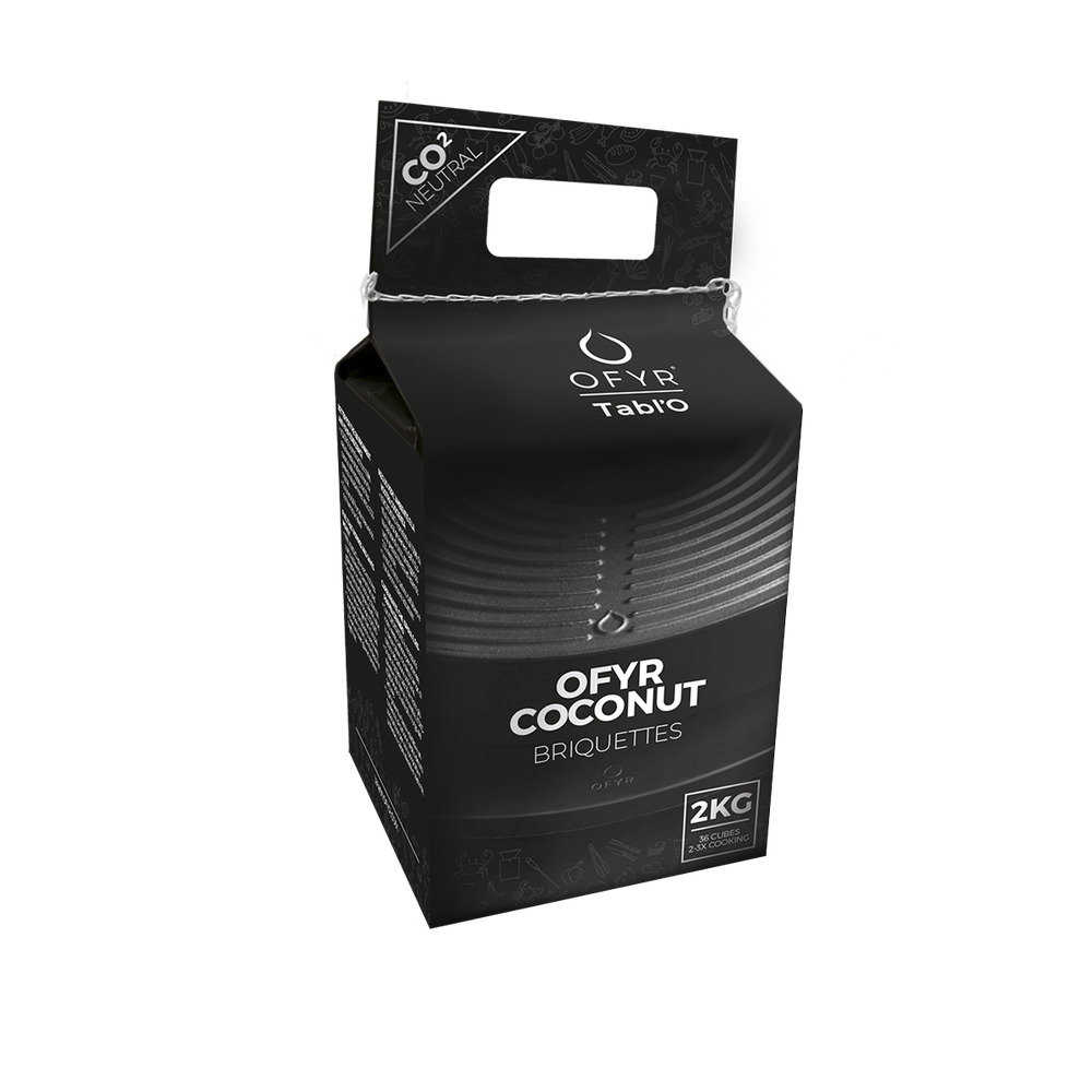OFYR Coconut Briquettes | Einzeln Beuteln vom 2 kg, für ein Karton  wählen Sie 6 Beuteln aus.